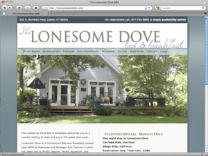 www.lonesomedovebnb.com home page